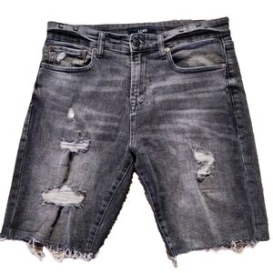 Aeropostale Slim Cut-Off distressed denim short Size 30 Color black grey wash